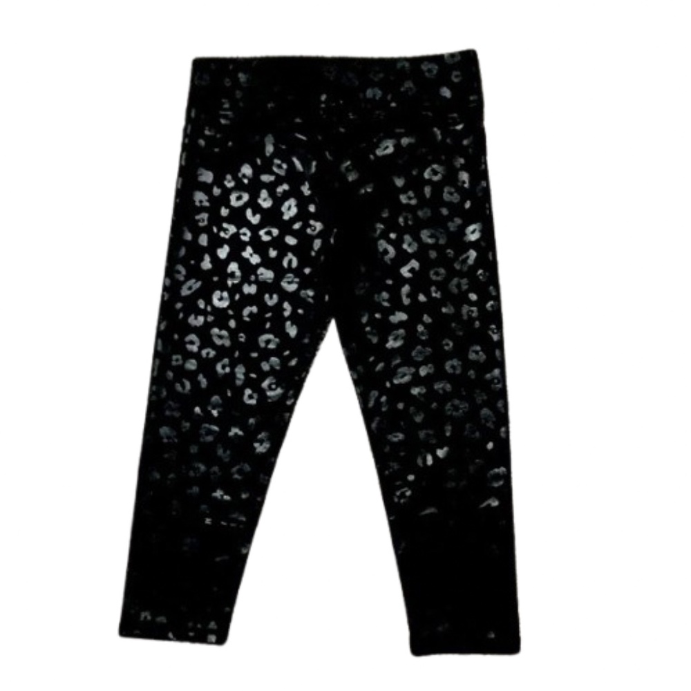 Terez ✦ Metallic Black Foil Leopard Print Leggings (L)